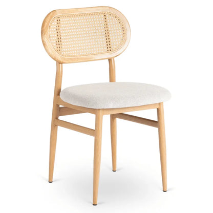 Elite ALTEA Upholstered Wooden Chair Oak / Beige – Classic Retro with Openwork Design