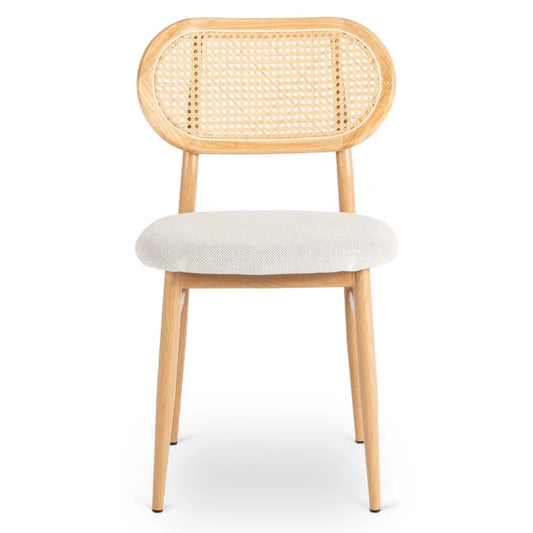 Elite ALTEA Upholstered Wooden Chair Oak / Beige – Classic Retro with Openwork Design