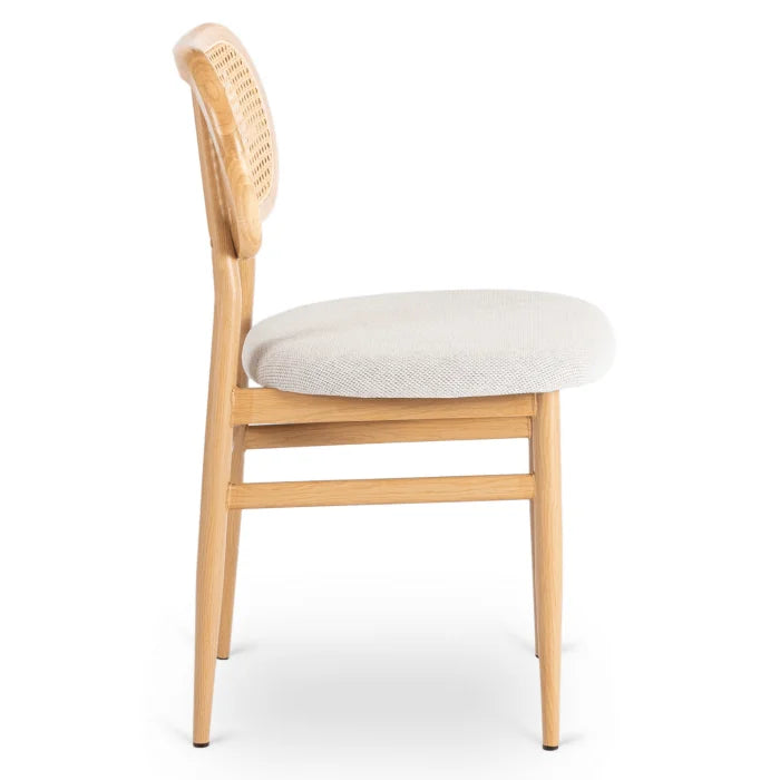 Elite ALTEA Upholstered Wooden Chair Oak / Beige – Classic Retro with Openwork Design