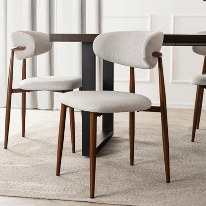 Elite FLAVIO Upholstered Chair Walnut/Grey Modern Retro