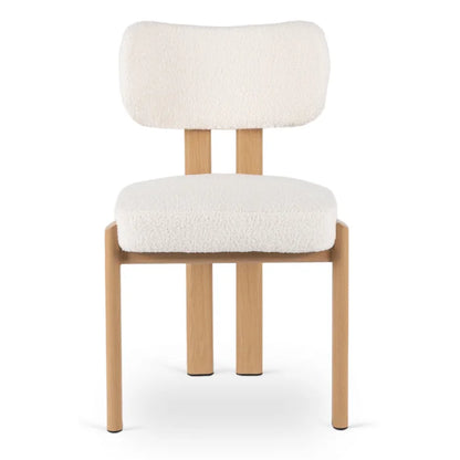 Elite GRENADA Upholstered Chair Oak/Cream Bouclé Modern