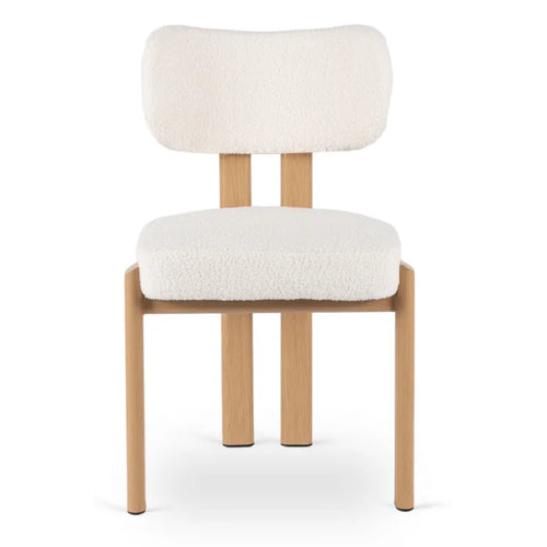 Elite GRENADA Upholstered Chair Oak/Cream Bouclé Modern