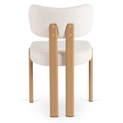 Elite GRENADA Upholstered Chair Oak/Cream Bouclé Modern