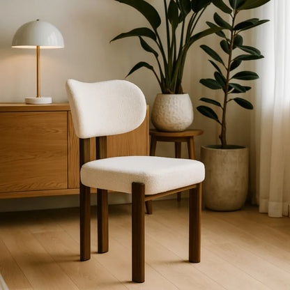 Elite GRENADA Upholstered Chair Walnut/Cream Bouclé Modern