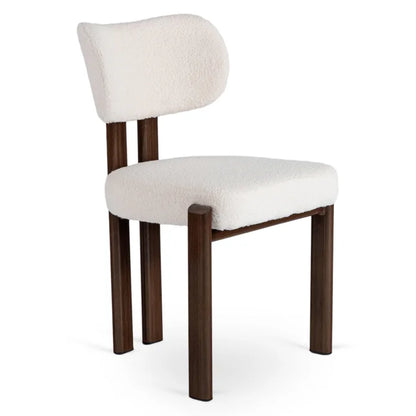 Elite GRENADA Upholstered Chair Walnut/Cream Bouclé Modern