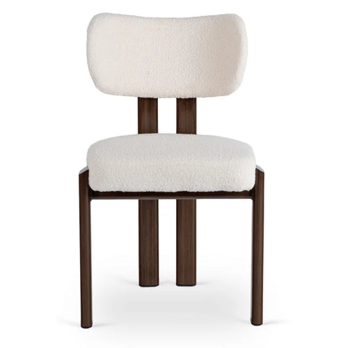 Elite GRENADA Upholstered Chair Walnut/Cream Bouclé Modern