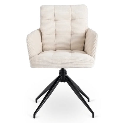 Elite AKITA Modern Upholstered Swivel Chair-Modern Cream Corduroy