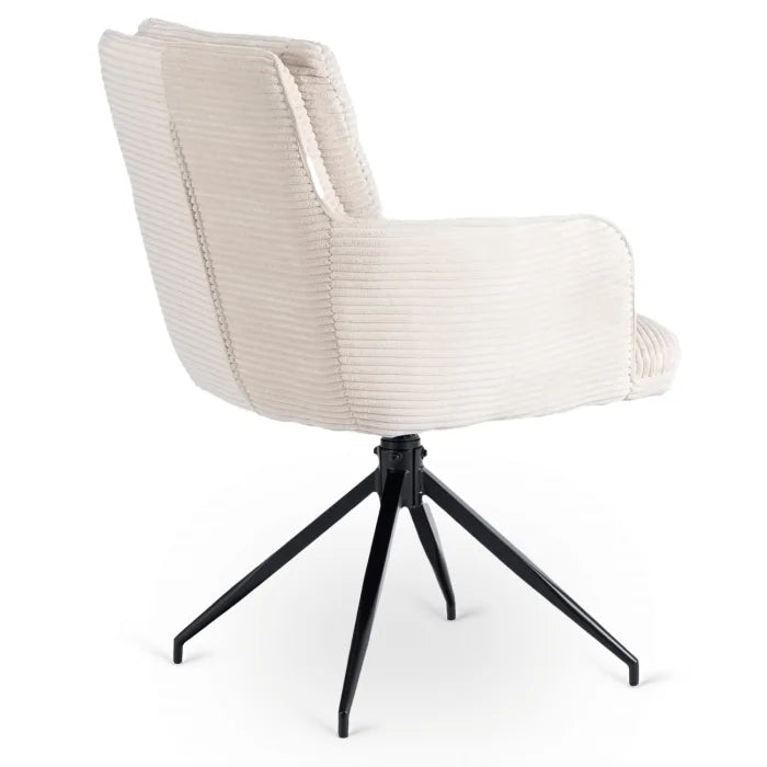 Elite AKITA Modern Upholstered Swivel Chair-Modern Cream Corduroy