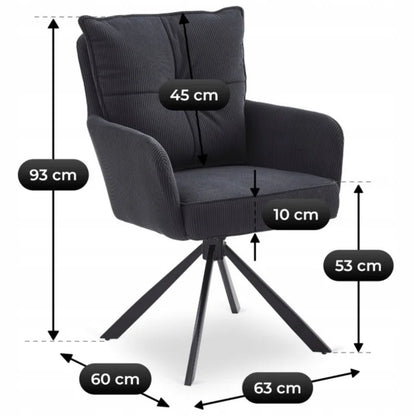 Elite CITY Modern swivel chair in black corduroy