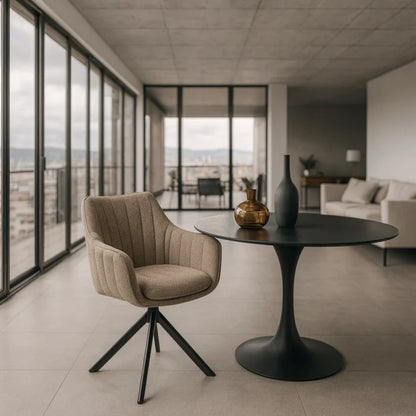 Elite MUMBAI Beige Modern Upholstered Swivel Chair