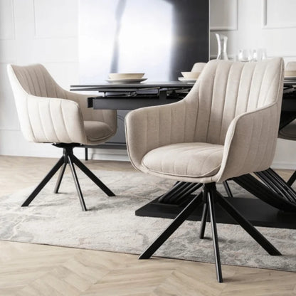 Elite MUMBAI Cream Modern Upholstered Swivel Chair