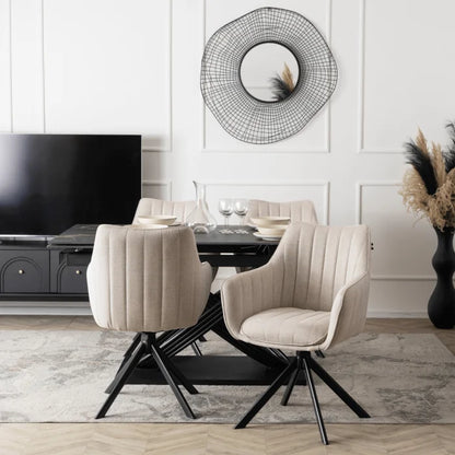 Elite MUMBAI Cream Modern Upholstered Swivel Chair