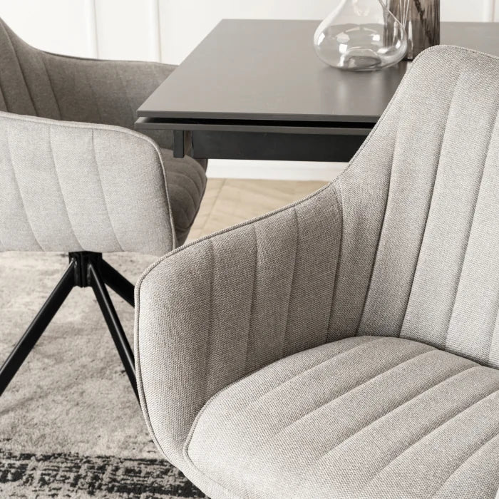 Elite MUMBAI Grey Modern Upholstered Swivel Chair