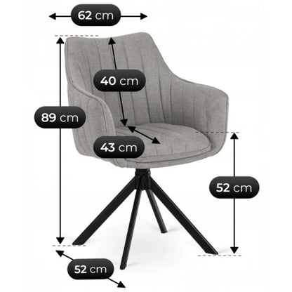 Elite MUMBAI Grey Modern Upholstered Swivel Chair