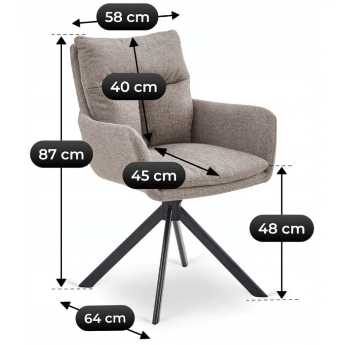 Elite PAUL Modern Upholstered Swivel Chair - Light Brown