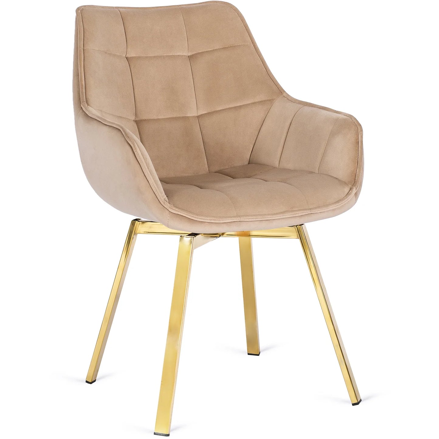 Elite MIA Swivel Velvet Chair – Luxurious Beige & Gold Design