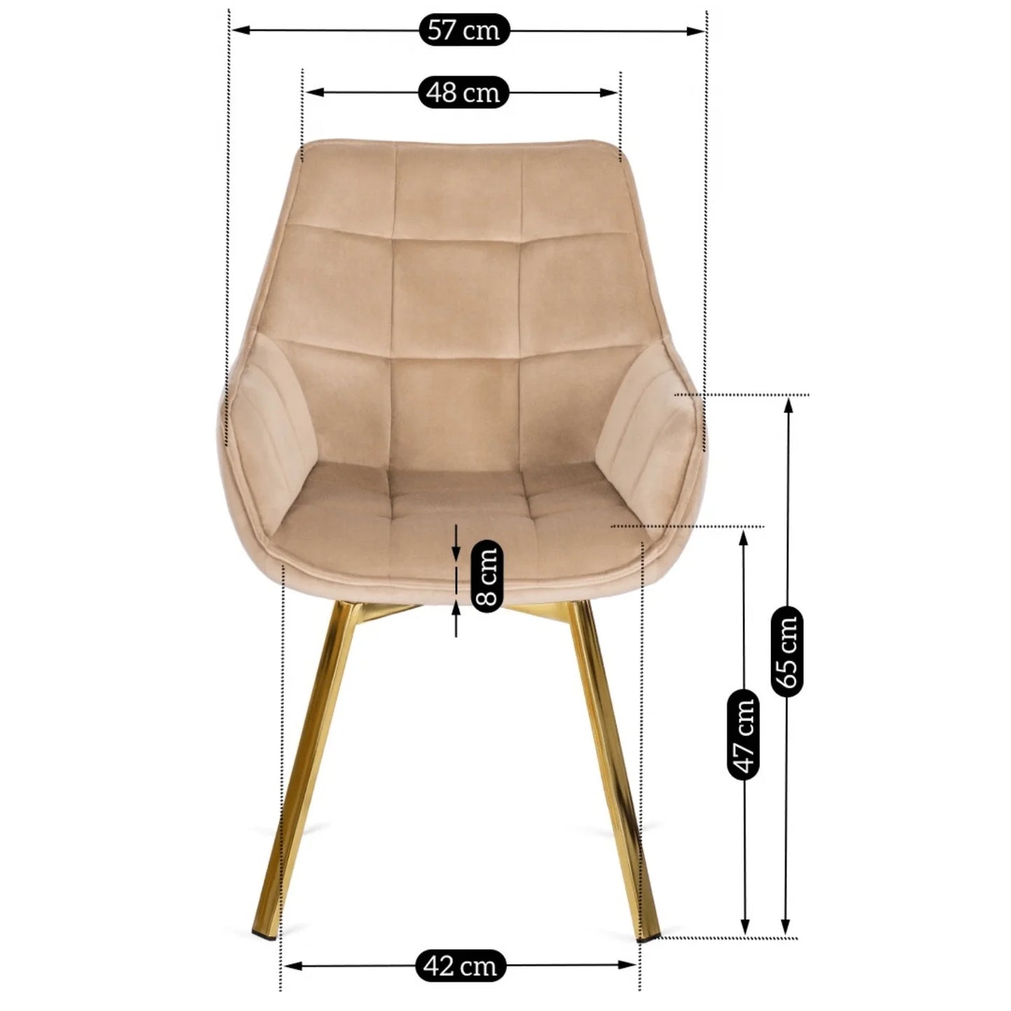 Elite MIA Swivel Velvet Chair – Luxurious Beige & Gold Design