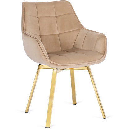 Elite MIA Swivel Velvet Chair – Luxurious Beige & Gold Design