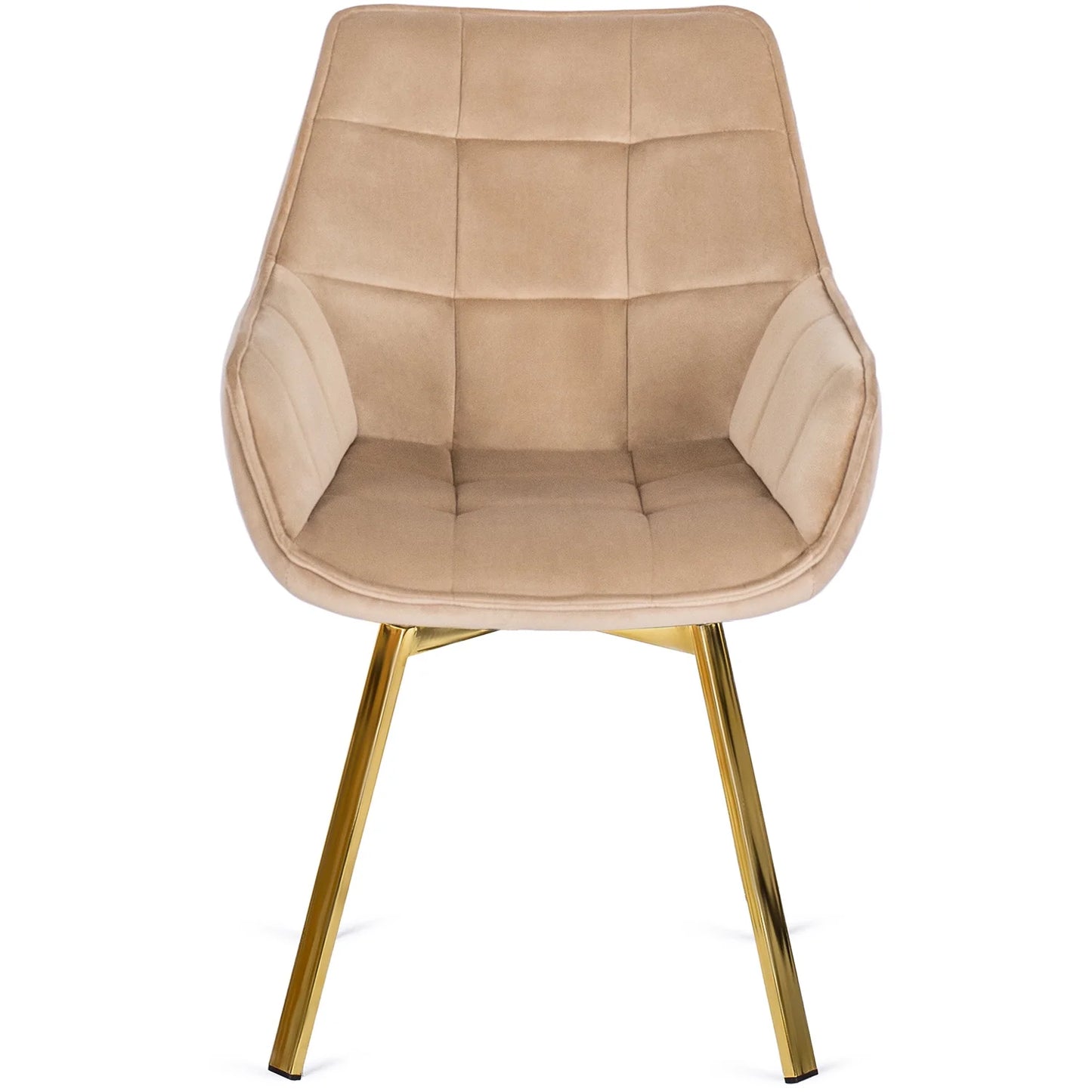 Elite MIA Swivel Velvet Chair – Luxurious Beige & Gold Design