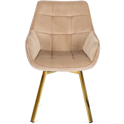 Elite MIA Swivel Velvet Chair – Luxurious Beige & Gold Design