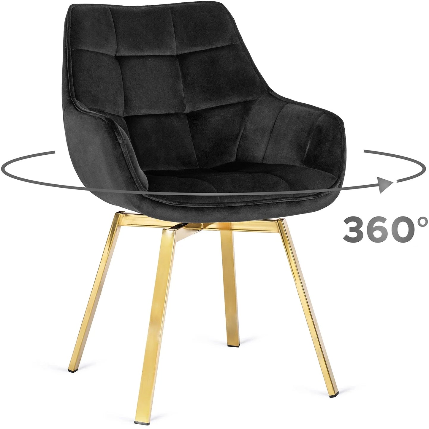 Elite MIA Swivel Velvet Chair – Luxurious Black & Gold Design
