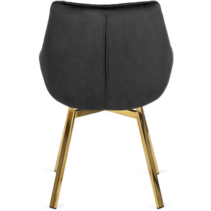 Elite MIA Swivel Velvet Chair – Luxurious Black & Gold Design