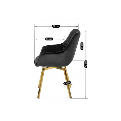 Elite MIA Swivel Velvet Chair – Luxurious Black & Gold Design
