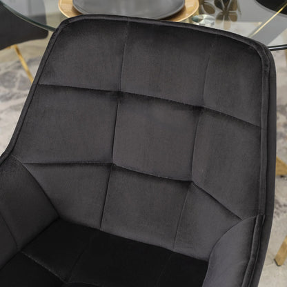 Elite MIA Swivel Velvet Chair – Luxurious Black & Gold Design