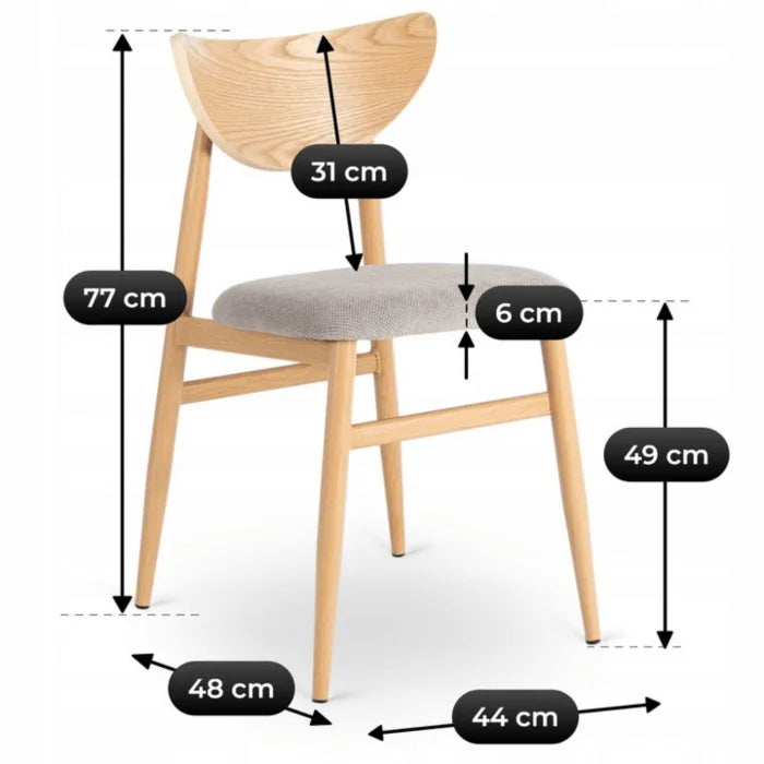 Elite BRAGA Upholstered Bentwood Chair Oak / Grey – Classic Retro