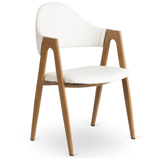 Elite WILLY Chair – White Eco-Leather & Golden Oak Frame