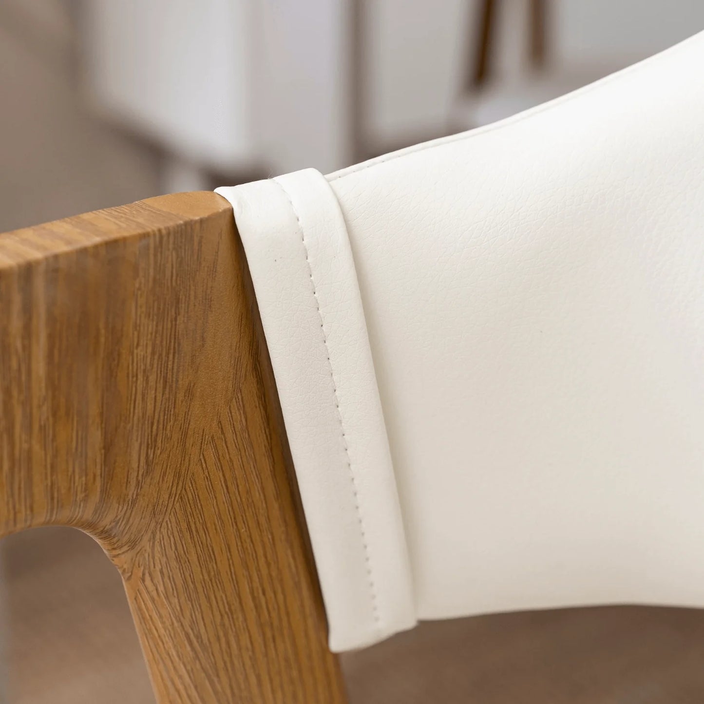 Elite WILLY Chair – White Eco-Leather & Golden Oak Frame