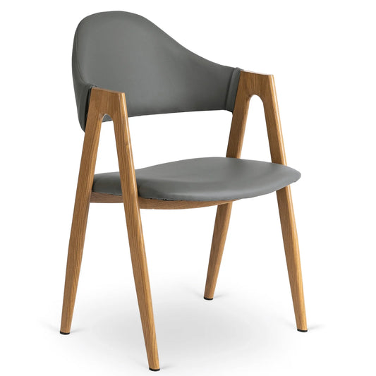 Elite WILLY Chair – Grey Eco-Leather & Golden Oak Frame
