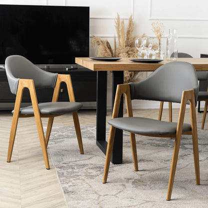 Elite WILLY Chair – Grey Eco-Leather & Golden Oak Frame