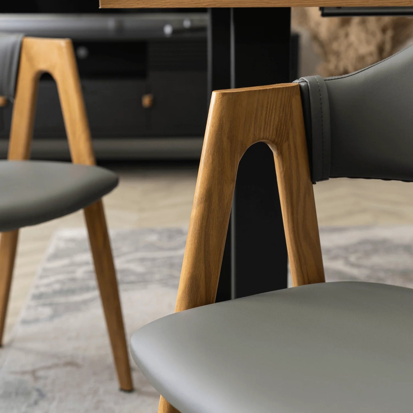 Elite WILLY Chair – Grey Eco-Leather & Golden Oak Frame