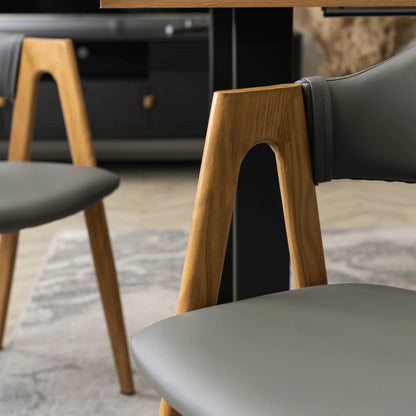 Elite WILLY Chair – Grey Eco-Leather & Golden Oak Frame