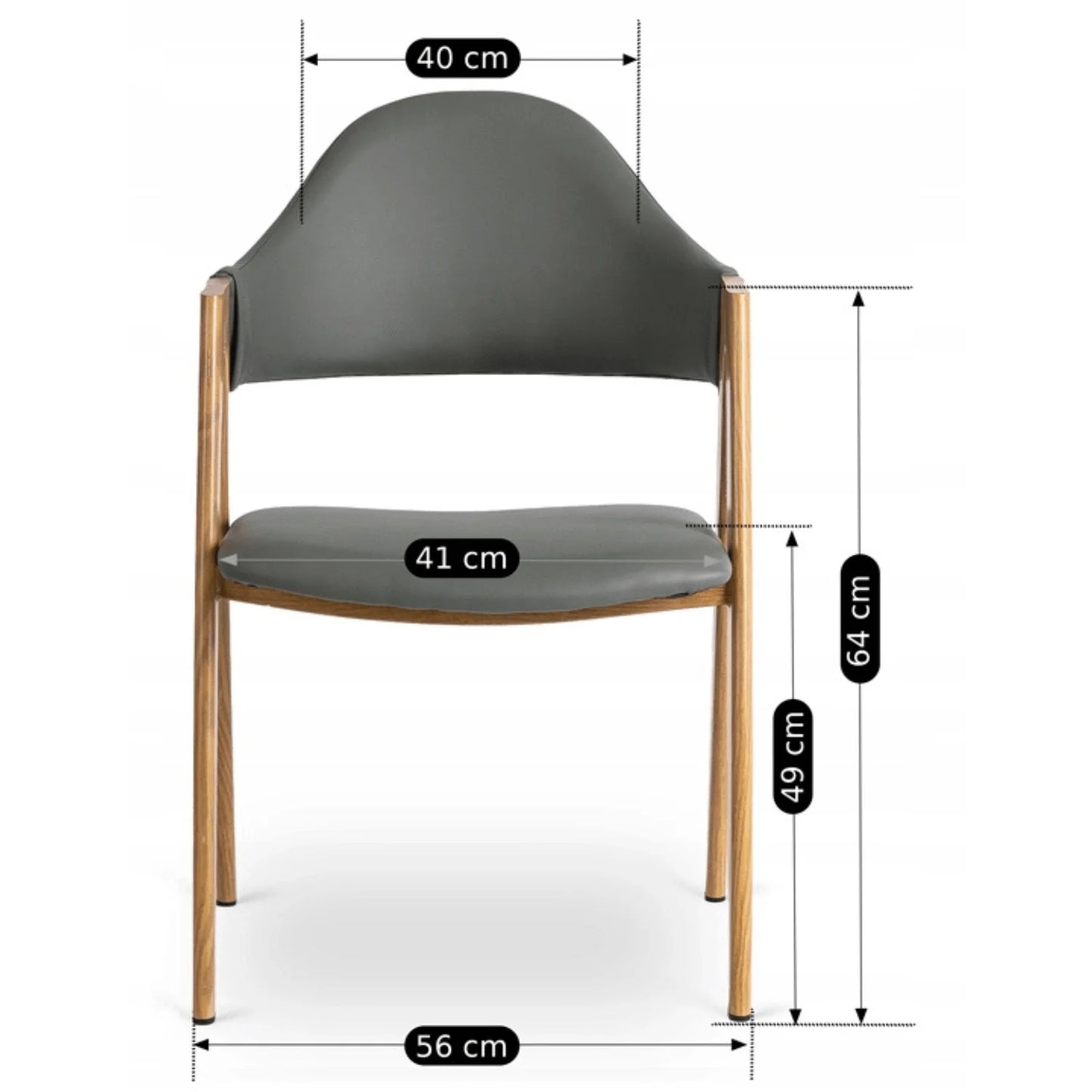 Elite WILLY Chair – Grey Eco-Leather & Golden Oak Frame