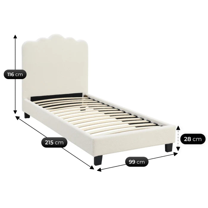 Elite CRATER Boucle Single Bed with Colour Options- 90 x 200 cm