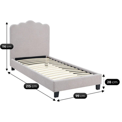 Elite CRATER Boucle Single Bed with Colour Options- 90 x 200 cm