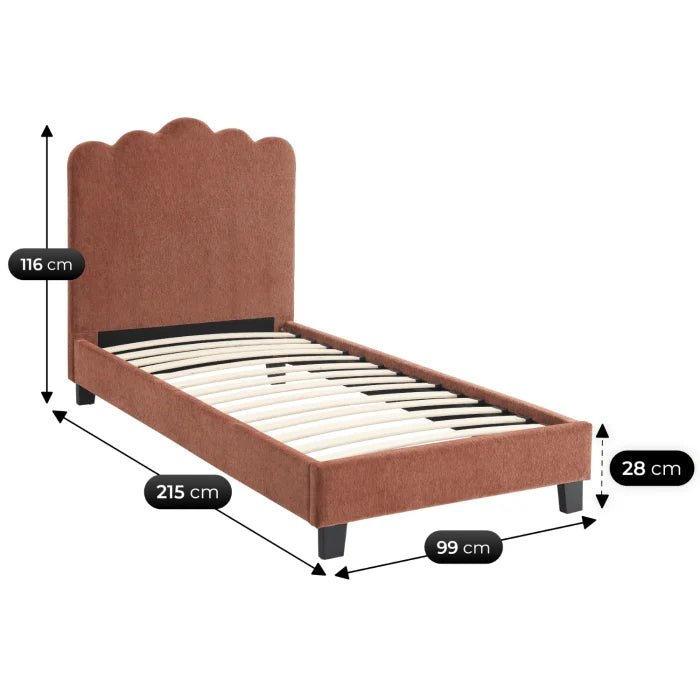 Elite CRATER Velour Single Bed with Colour Options- 90 x 200 cm