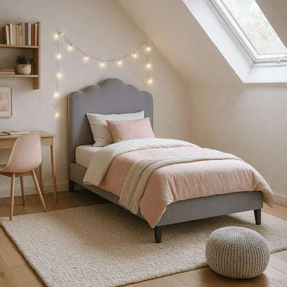 Elite CRATER Velour Single Bed with Colour Options- 90 x 200 cm