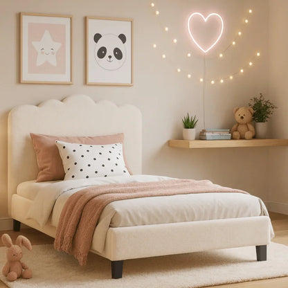 Elite CRATER Boucle Single Bed with Colour Options-120 x 200 cm