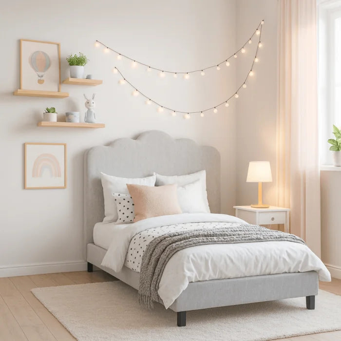 Elite CRATER Boucle Single Bed with Colour Options-120 x 200 cm