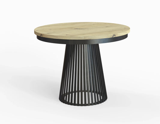 Redpak Nelly Ø100 cm Extendable Dining Table with Metal Slat Base