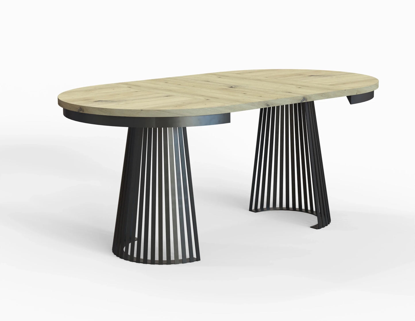 Redpak Nelly Ø100 cm Extendable Dining Table with Metal Slat Base