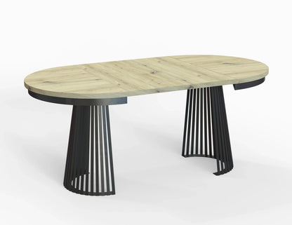 Redpak Nelly Ø100 cm Extendable Dining Table with Metal Slat Base