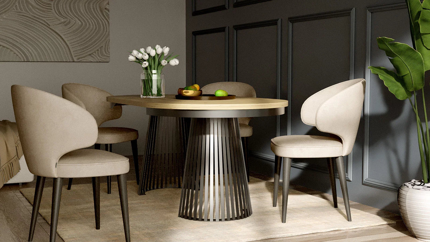 Redpak Nelly Ø100 cm Extendable Dining Table with Metal Slat Base