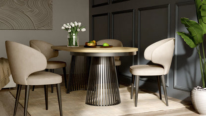 Redpak Nelly Ø100 cm Extendable Dining Table with Metal Slat Base