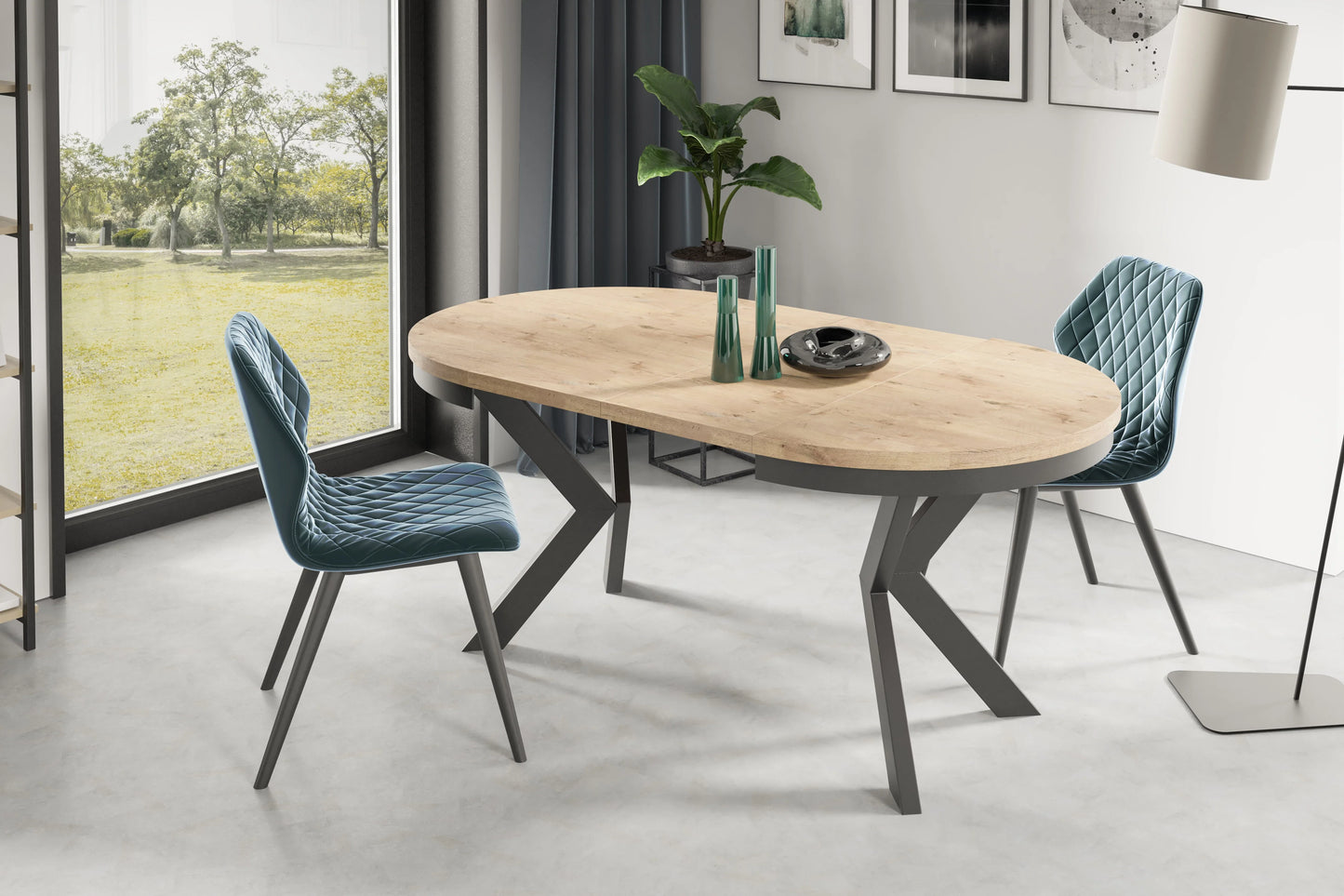 Redpack Vita Round Dining Table Ø100 with Golden Ring – Extendable
