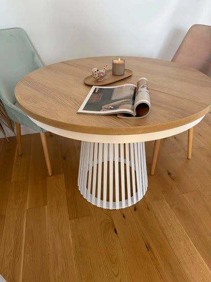 Redpak Nelly Ø100 cm Extendable Dining Table with Metal Slat Base