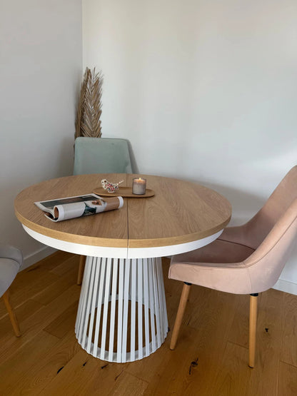 Redpak Nelly Ø100 cm Extendable Dining Table with Metal Slat Base